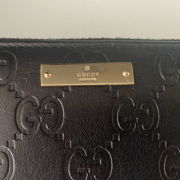 GUCCI black embossed wallet gold zipper - Picture 11 of 17